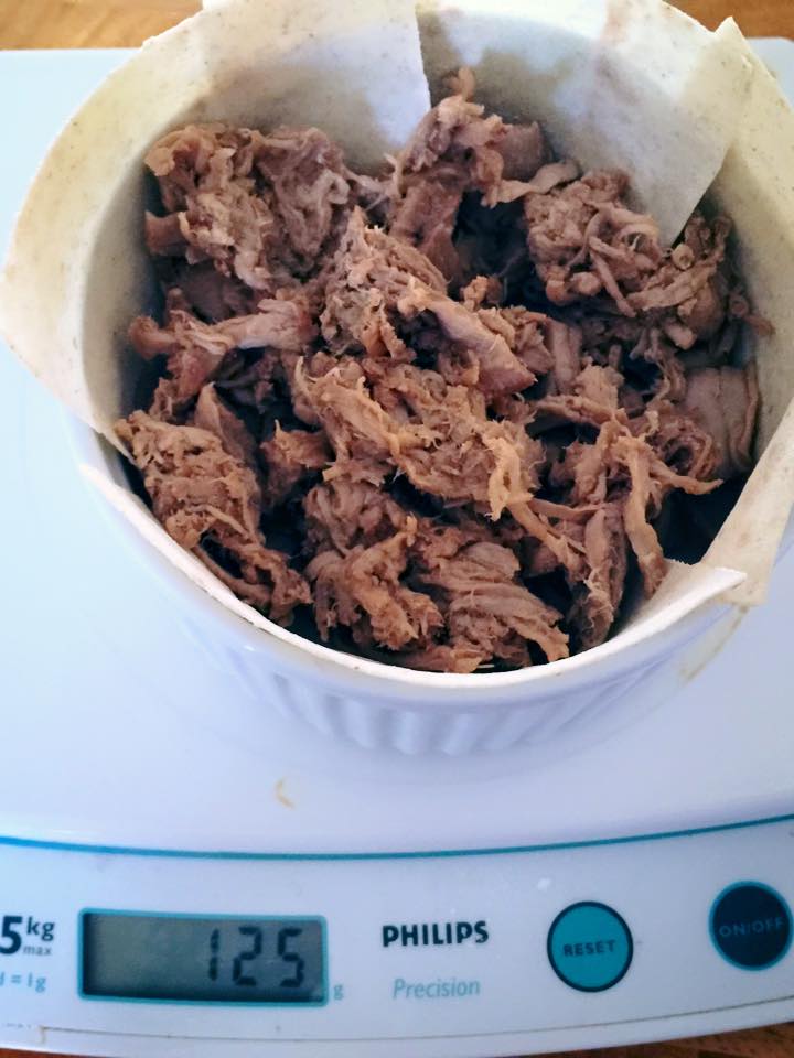 Weigh pulled pork