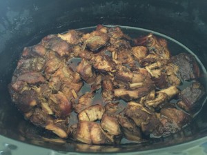 Pulled pork cooking in the slow cooker