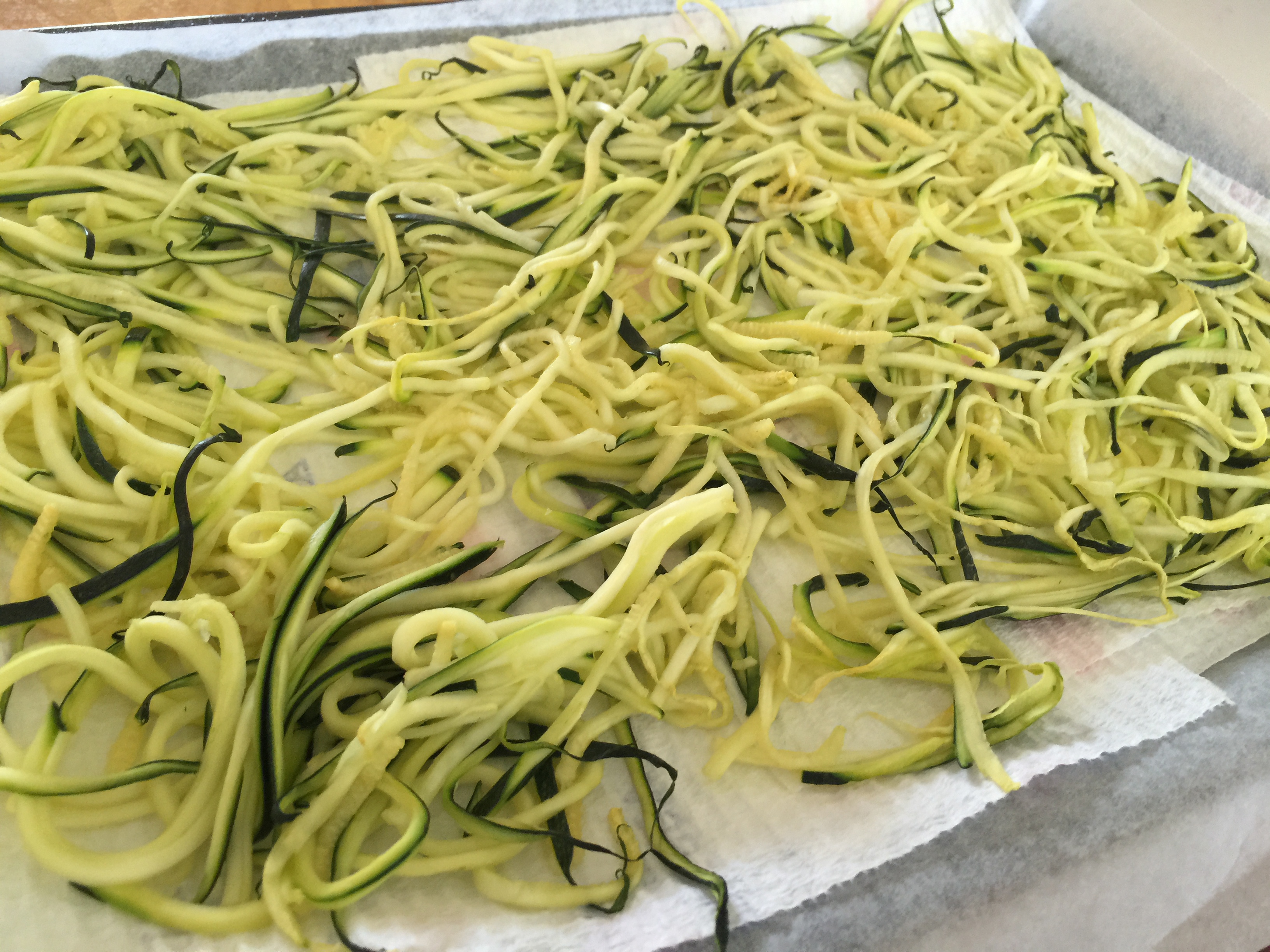 Zoodles sweating in oven