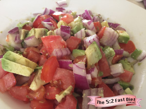 Sally's Avocado Salsa Ingredients 1 Avocado Diced 1 Tomato Diced 1/2 Red Onion Diced 1 tbsp Lime Juice